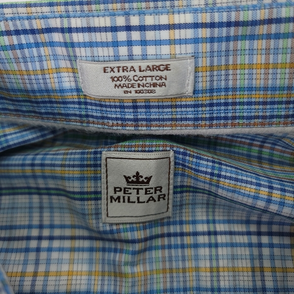 Peter Millar Crown Button Up Long Sleeve Plaid Shirt 100% Cotton Mens Size XL - Picture 5 of 6